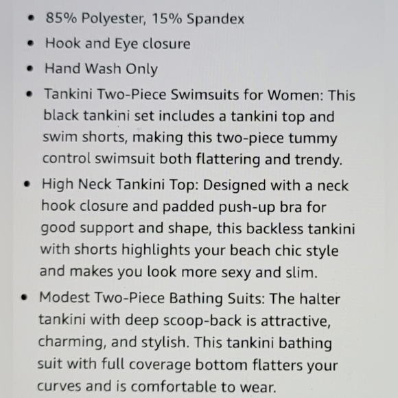 NWT Tankini Two Piece High Neck Athletic Sport Swim Bathing Suit Large - Picture 8 of 8